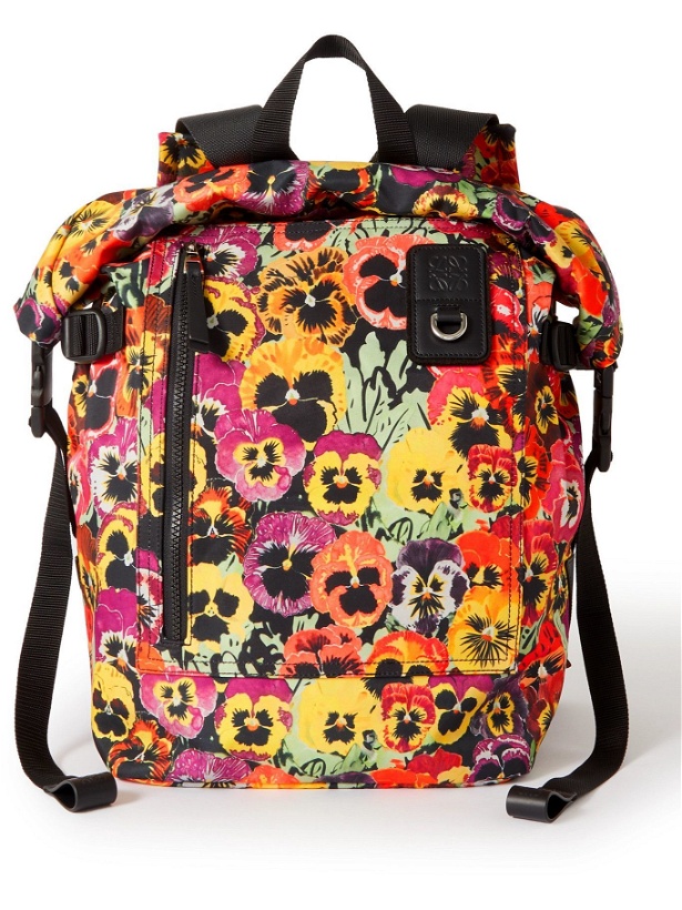 Photo: LOEWE - Joe Brainard Leather-Trimmed Floral-Print Canvas Roll-Top Backpack