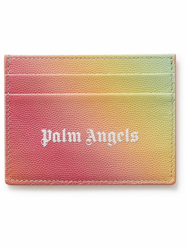 Photo: Palm Angels - Logo-Print Ombré Pebble-Grain Leather Cardholder