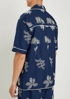 Che Floral-embroidered Cotton-poplin Shirt Navy