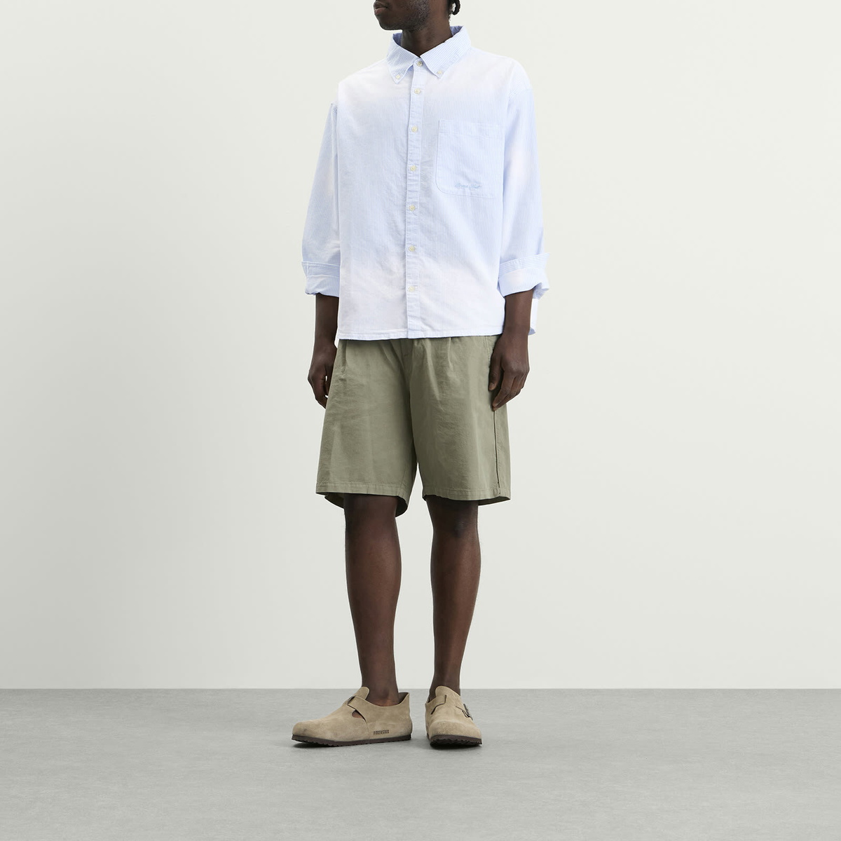 Bram's Fruit Men's Distressed Oxford Shirt in Light Blue