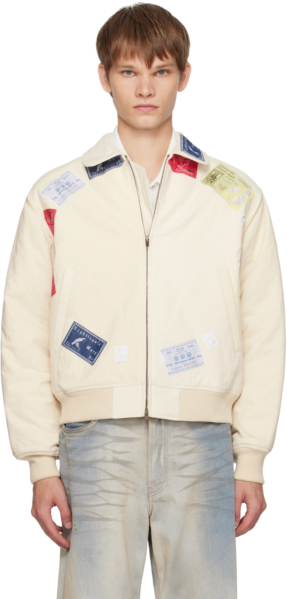 Stefan Cooke Blue Corded Denim Bomber Jacket Stefan Cooke