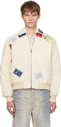 Stefan Cooke Beige CB Patch Bomber Jacket