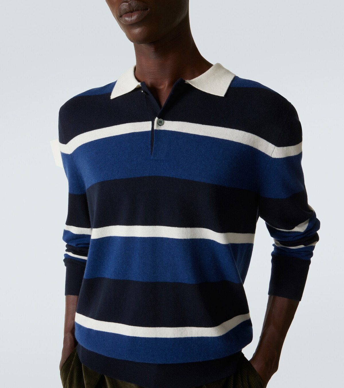 Arch4 Striped cashmere polo sweater
