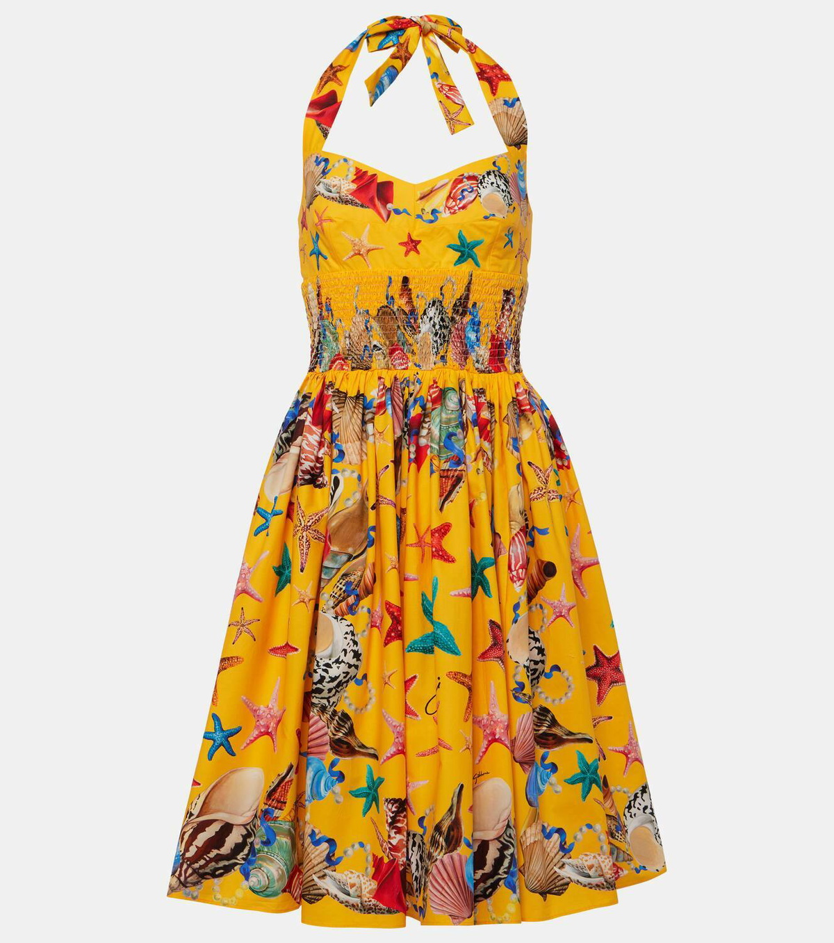 Dolce&Gabbana Capri printed shirred cotton midi dress Dolce & Gabbana