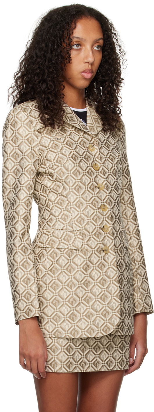 Marine Serre Beige Jacquard Blazer