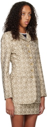 Marine Serre Beige Jacquard Blazer