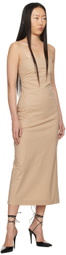 lesugiatelier Beige Square Neck Maxi Dress