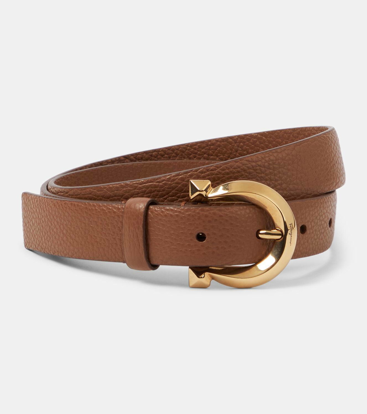 Salvatore Ferragamo Gancini Metal Leather Chain belt Black Silver