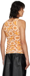 LU'U DAN Orange Floral Tank Top