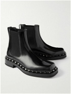 Valentino Garavani - M-Way Rockstud Beatle Patent-Leather Chelsea Boots - Black