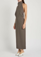 Khaite Roxanne Open-back Crepe Midi Dress Brown Other