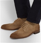 Tod's - Gommino Burnished-Suede Brogues - Brown