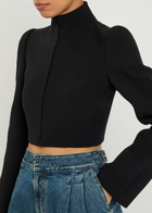 Alaïa Funnel-neck Cavalry Twill Cropped Jacket Black