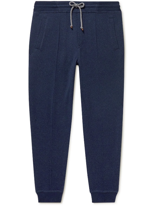 Photo: Brunello Cucinelli - Tapered Pleated Cashmere Sweatpants - Blue