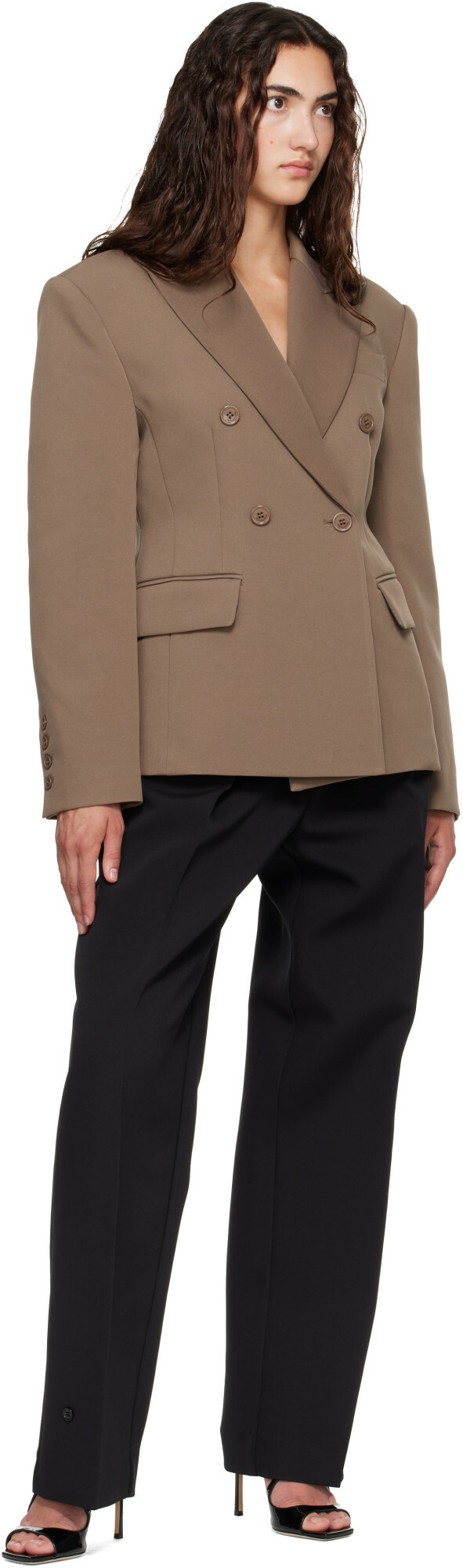 The Frankie Shop Taupe Doyer Cinched Blazer