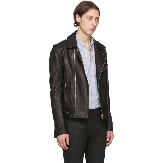 Balmain Zipped leather biker jacket - ShopStyle