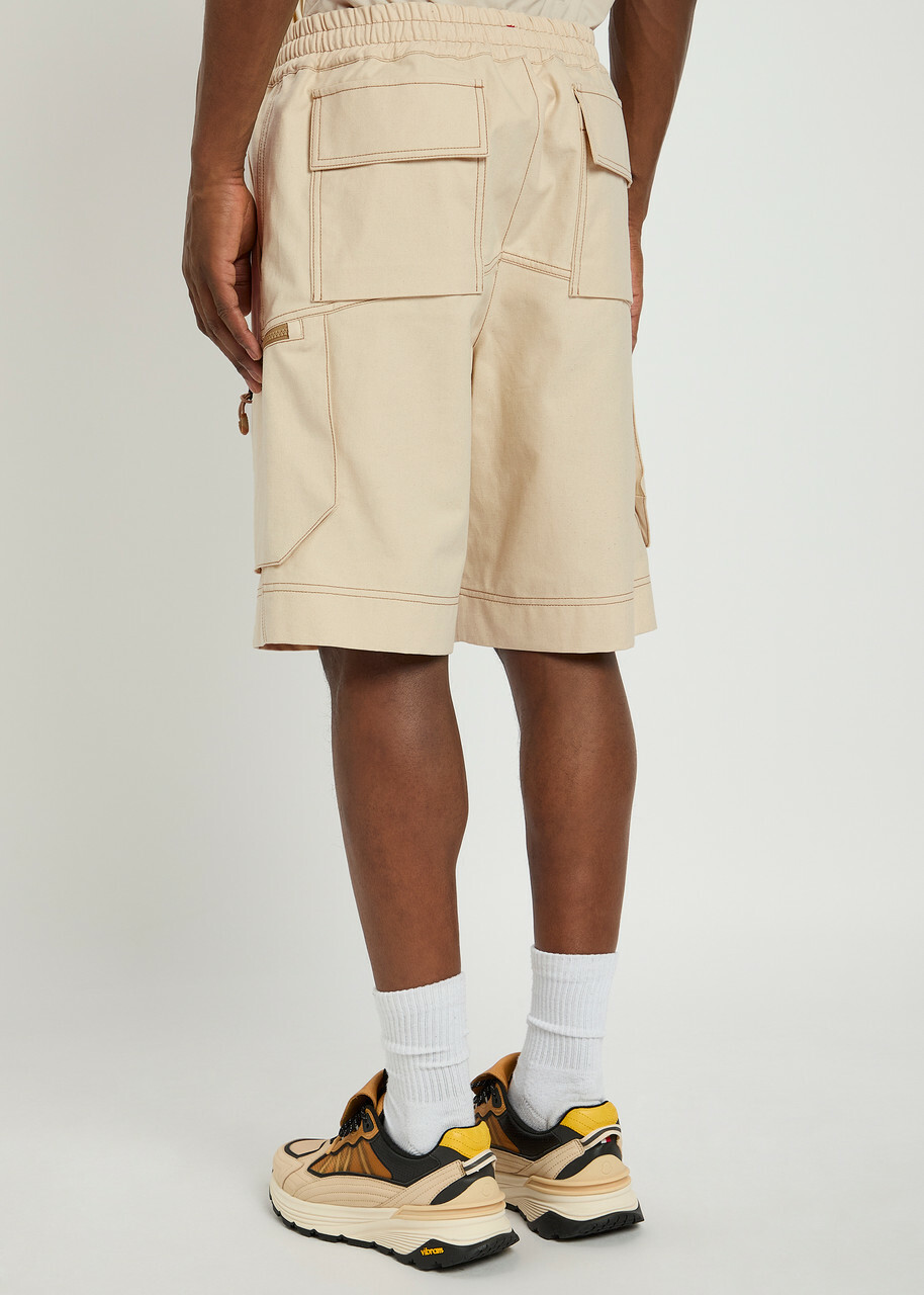 Moncler Grenoble Canvas Cargo Shorts Cream