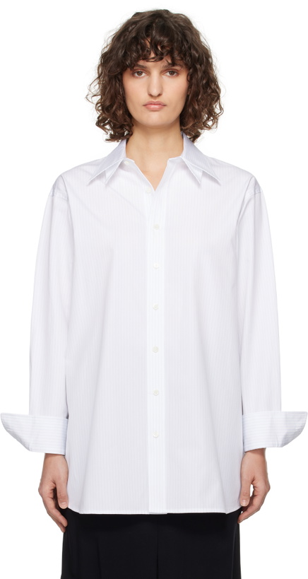 Photo: RECTO White Double Collar Stripe Shirt