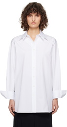 RECTO White Double Collar Stripe Shirt