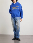 Cherry Los Angeles - Wrangler America's Favorite Logo-Embroidered Printed Cotton-Fleece Hoodie - Blue