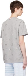 Thom Browne Gray Embroidered T-Shirt