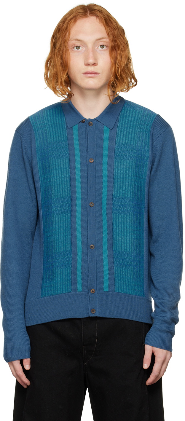 King & Tuckfield Blue Textured Cardigan King and Tuckfield