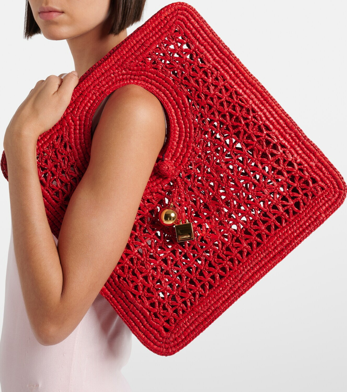 Jacquemus Spiaggia Small raffia top-handle bag