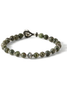 Mikia - Silver Serpentine Beaded Bracelet - Green