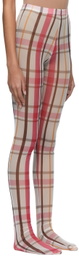 SHUTING QIU Pink Mesh Look 1 Plaid Tights