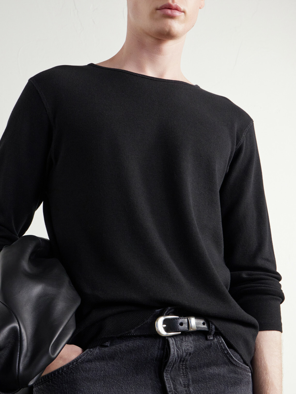 SECOND / LAYER - Cotton-Jersey T-Shirt - Black