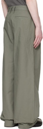 Reese Cooper Khaki Cotton Ripstop Pleated Trousers