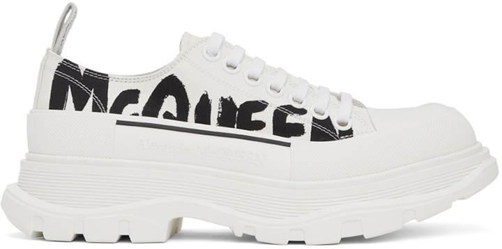 Photo: Alexander McQueen White & Black Tread Slick Graffiti Sneakers