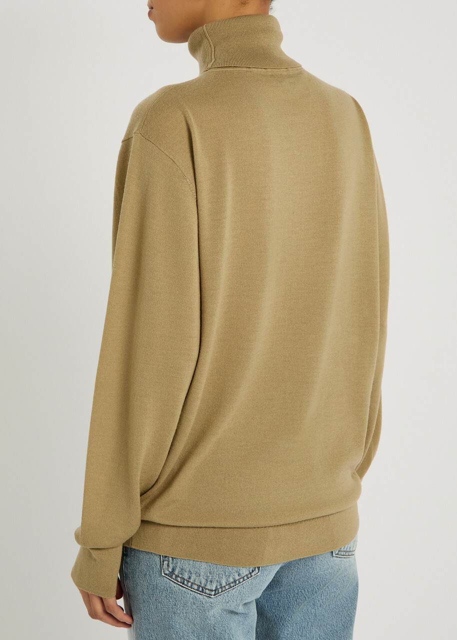 Toteme Turtle-neck Fine-knit Wool Jumper Beige