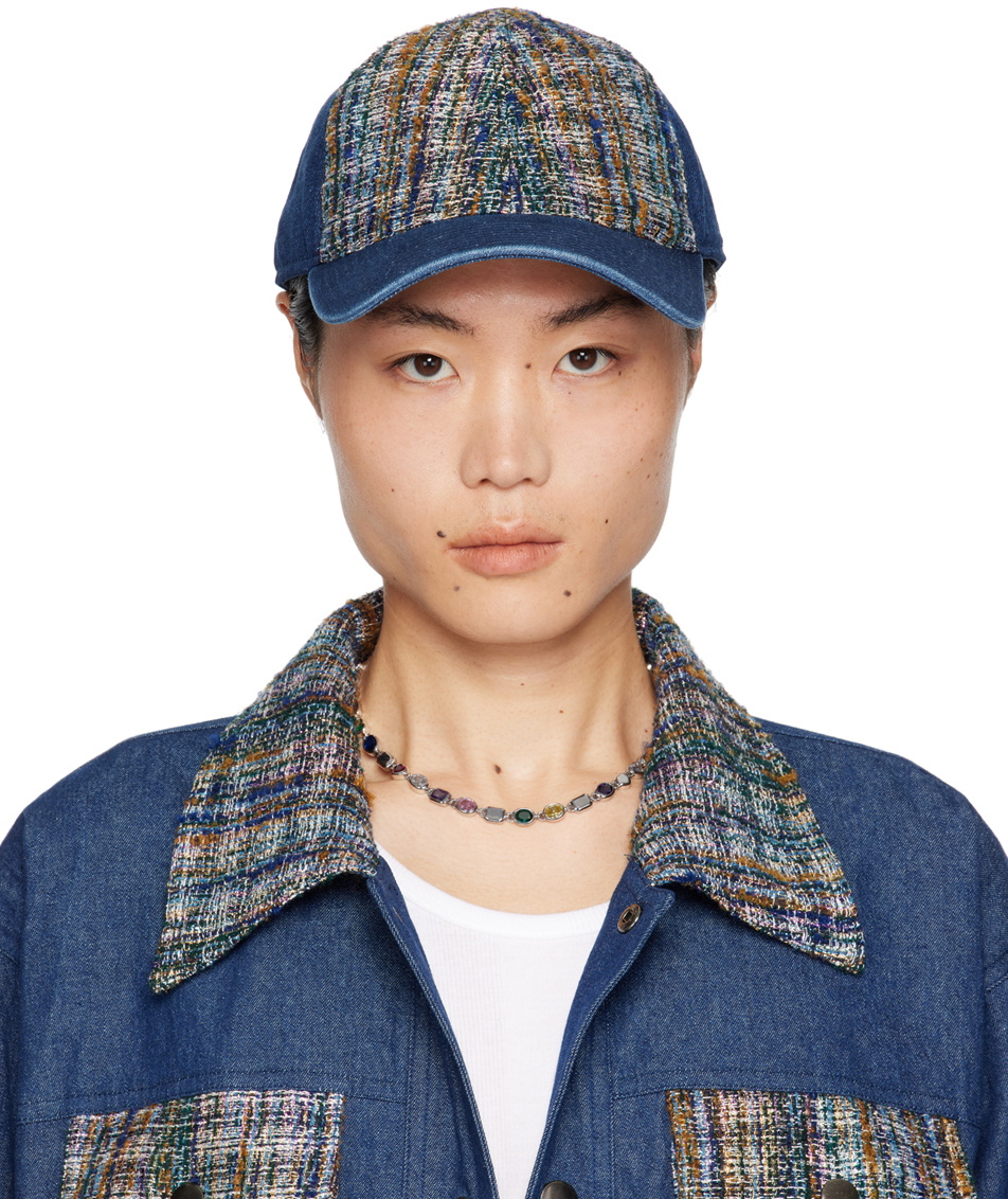 Anna Sui SSENSE Exclusive Blue Denim Cap