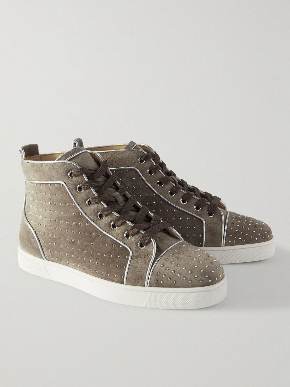 Christian Louboutin Lou Spikes 2 Plume Suede High-top Sneakers in