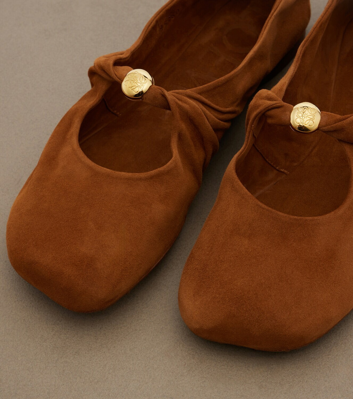 Loewe Pebble Soft suede Mary Jane flats
