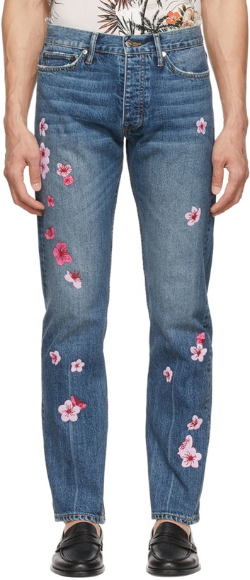 Photo: Rhude Blue Embroidered Jeans