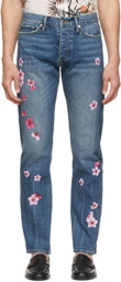 Rhude Blue Embroidered Jeans
