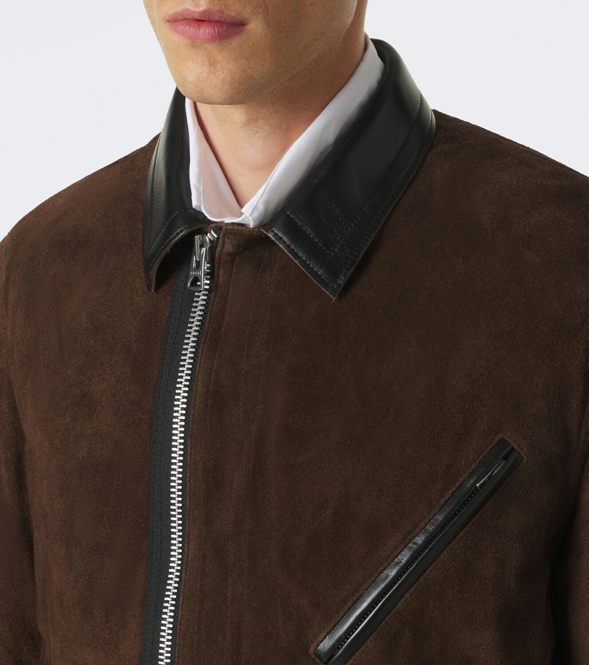 Sacai Leather-trimmed suede blouson jacket