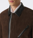 Sacai Leather-trimmed suede blouson jacket
