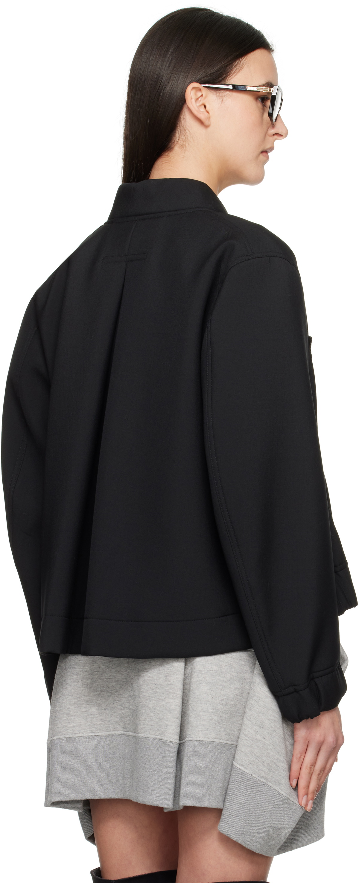 sacai Black Suiting Bonding Bomber Jacket Sacai