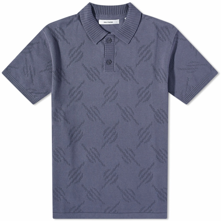 Photo: Daily Paper Men's Ralo Knitted Polo Shirt in Iron Grey