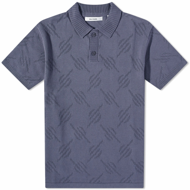 Photo: Daily Paper Men's Ralo Knitted Polo Shirt in Iron Grey