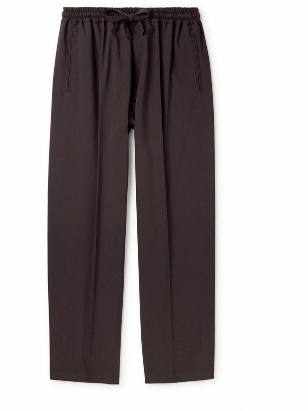 Photo: UMIT BENAN B - Straight-Leg Virgin Wool Drawstring Trousers - Brown