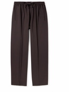 UMIT BENAN B - Straight-Leg Virgin Wool Drawstring Trousers - Brown