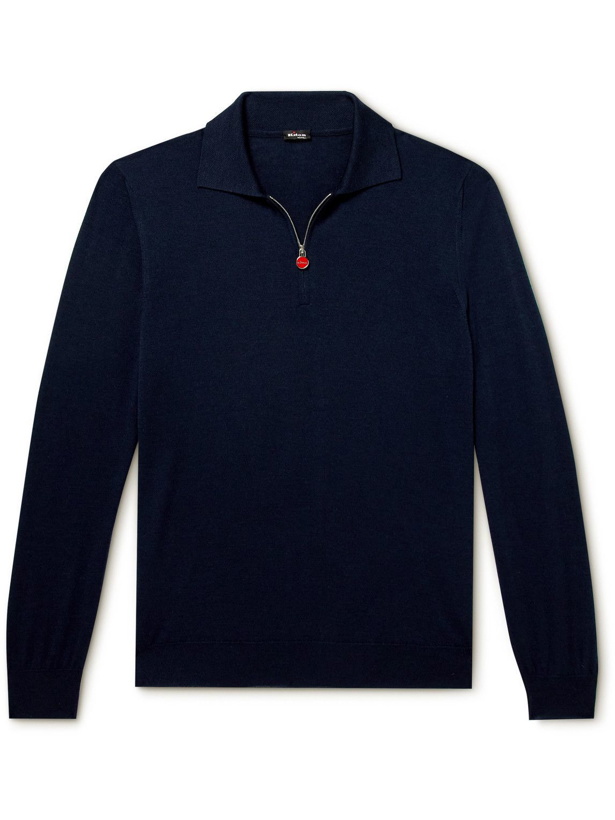 Photo: Kiton - Cashmere and Silk-Blend Half-Zip Polo Shirt - Blue