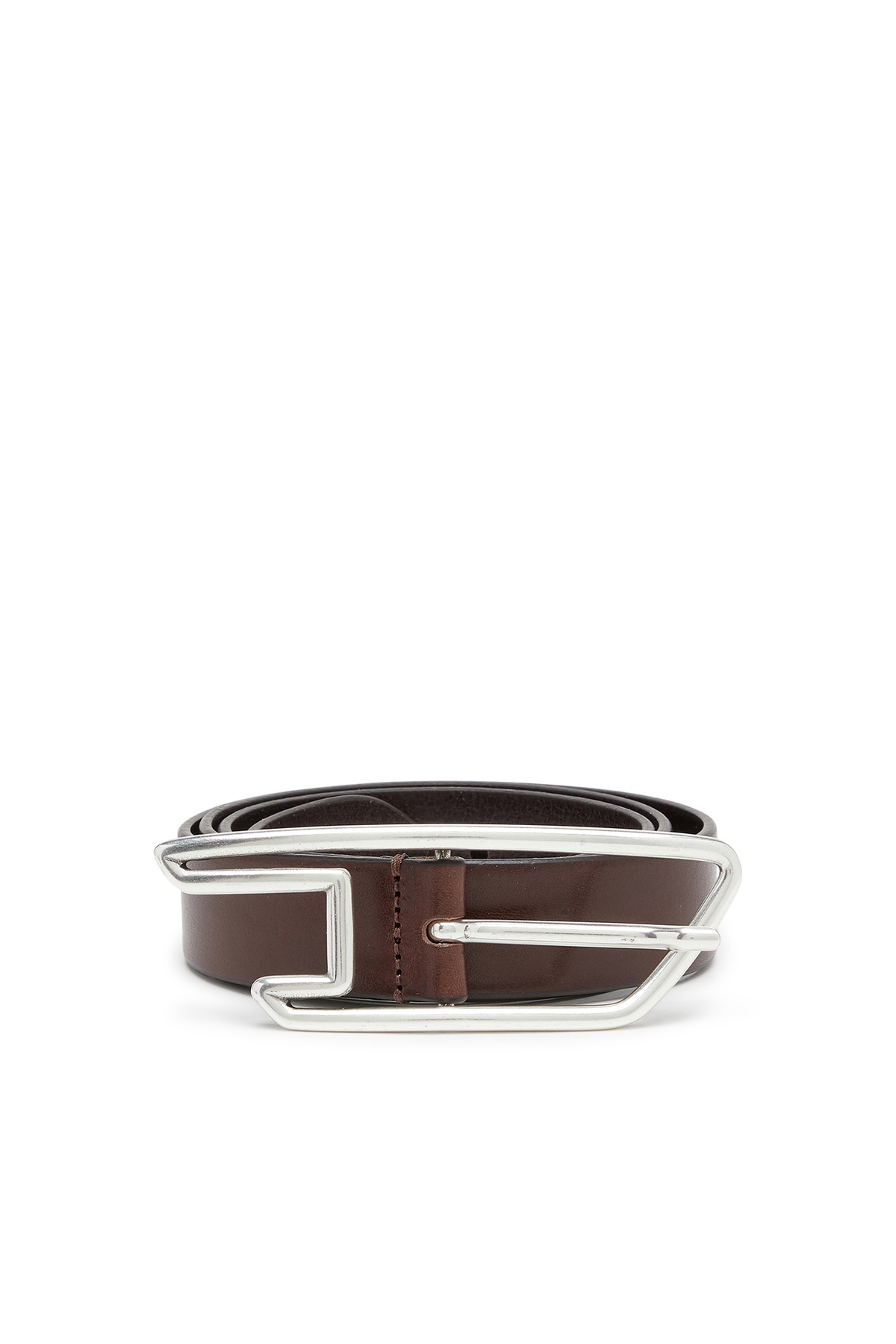 Diesel 3cm leather belt with D-logo buckle - Belts - Unisex - Brown