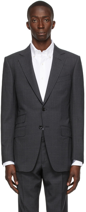 Photo: TOM FORD Grey Subtle Stretch Blazer