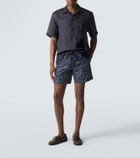 Brioni Printed linen bowling shirt