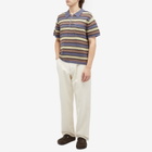 Brain Dead Men's Lifted Stripe Half Zip Polo in Blue Multi